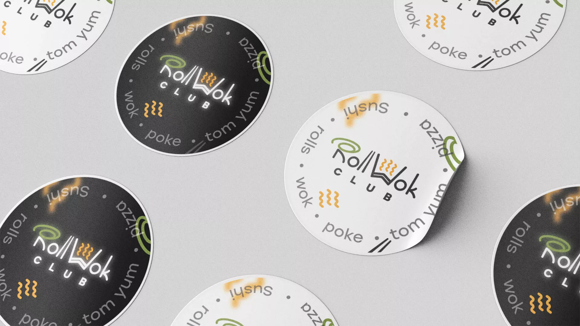 Разработка наклеек для суши-бара «Roll Wok Club» в Ртищево
